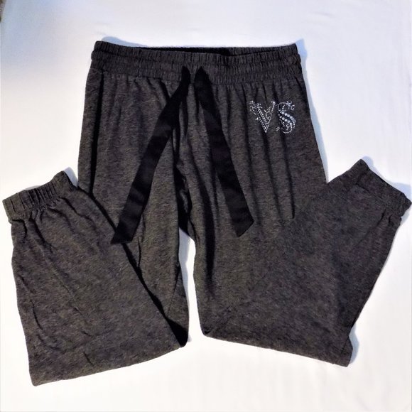 Victoria Secret Dark Gray Pants, VS in Rhinestones - Picture 1 of 1